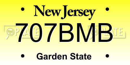 707BMB New Jersey License Plate