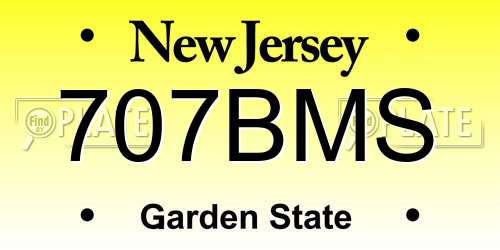 707BMS New Jersey License Plate