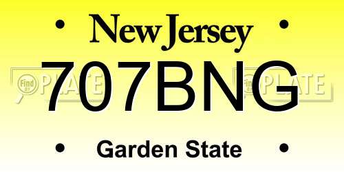 707BNG New Jersey License Plate