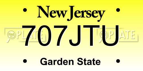 707JTU New Jersey License Plate