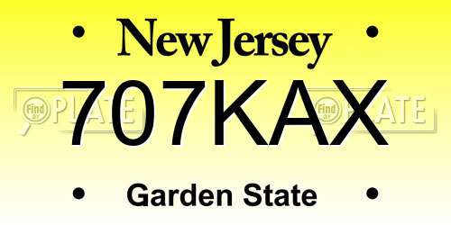 707KAX New Jersey License Plate