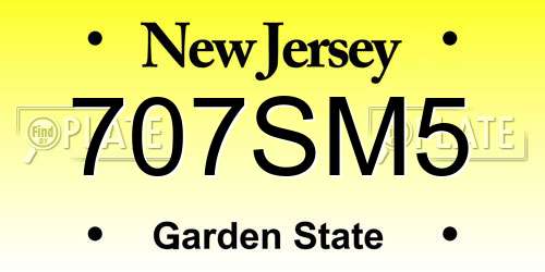 707SM5 New Jersey License Plate