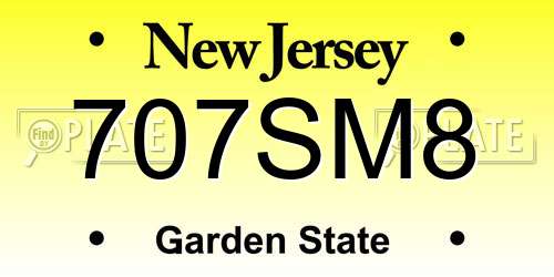 707SM8 New Jersey License Plate
