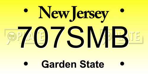 707SMB New Jersey License Plate