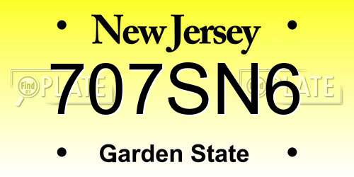 707SN6 New Jersey License Plate
