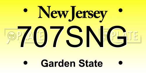 707SNG New Jersey License Plate