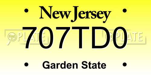 707TD0 New Jersey License Plate