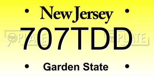 707TDD New Jersey License Plate