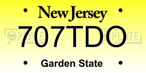 707TDO New Jersey License Plate