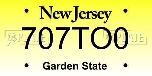 707TO0 New Jersey License Plate