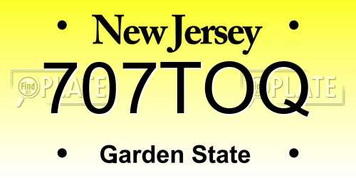 707TOQ New Jersey License Plate