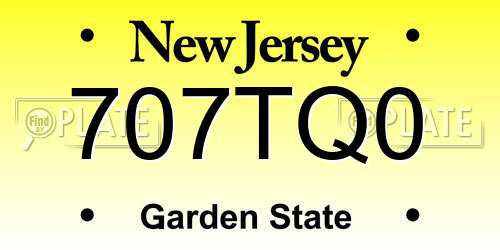 707TQ0 New Jersey License Plate