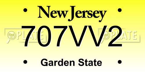 707VV2 New Jersey License Plate