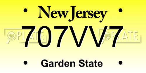 707VV7 New Jersey License Plate