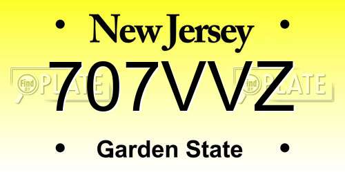 707VVZ New Jersey License Plate