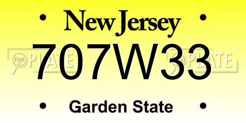 707W33 New Jersey License Plate