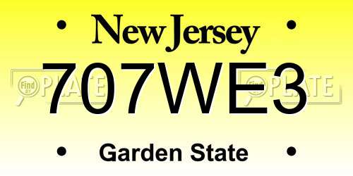 707WE3 New Jersey License Plate
