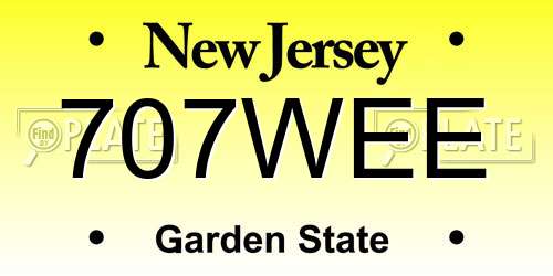 707WEE New Jersey License Plate