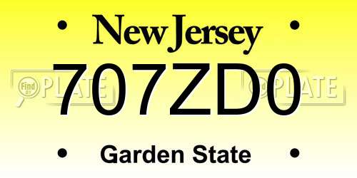 707ZD0 New Jersey License Plate