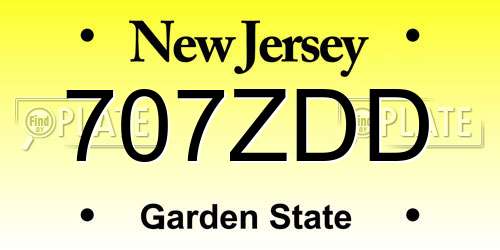 707ZDD New Jersey License Plate