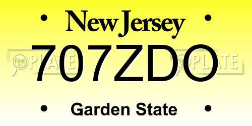 707ZDO New Jersey License Plate