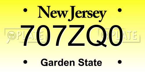 707ZQ0 New Jersey License Plate
