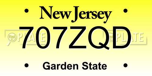 707ZQD New Jersey License Plate