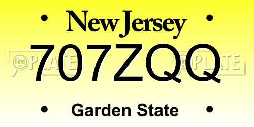 707ZQQ New Jersey License Plate
