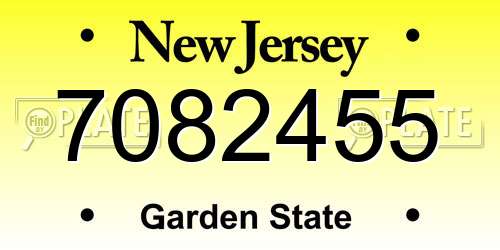 7082455 New Jersey License Plate
