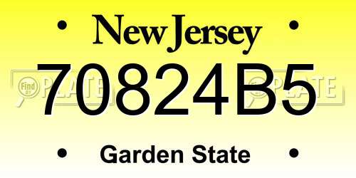70824B5 New Jersey License Plate