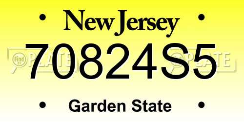 70824S5 New Jersey License Plate