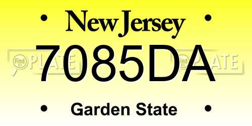 7085DA New Jersey License Plate