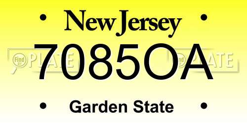7085OA New Jersey License Plate