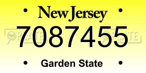7087455 New Jersey License Plate