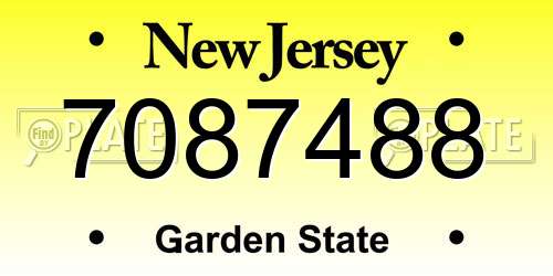 7087488 New Jersey License Plate
