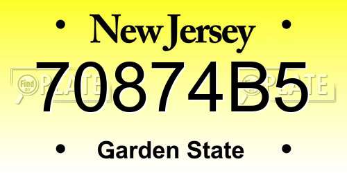70874B5 New Jersey License Plate
