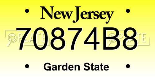 70874B8 New Jersey License Plate