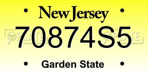 70874S5 New Jersey License Plate