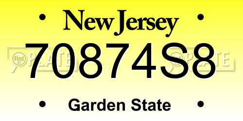 70874S8 New Jersey License Plate