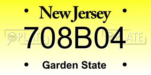 708B04 New Jersey License Plate