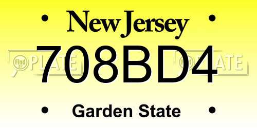 708BD4 New Jersey License Plate