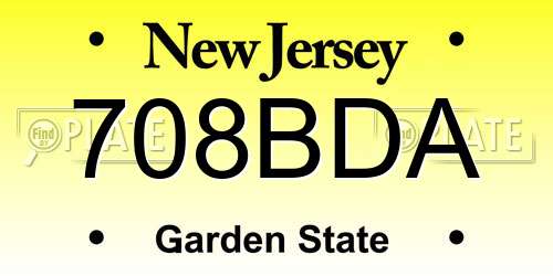 708BDA New Jersey License Plate