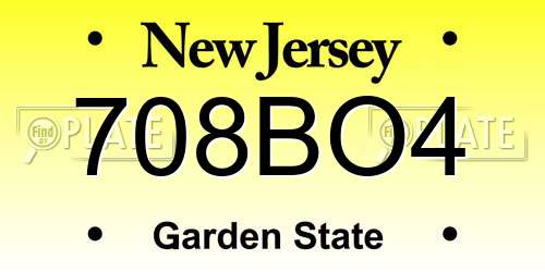 708BO4 New Jersey License Plate