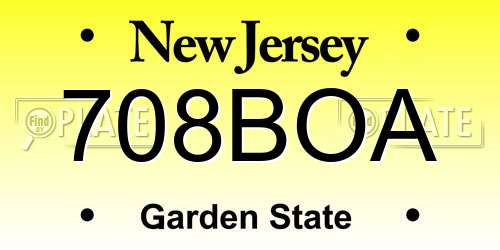 708BOA New Jersey License Plate