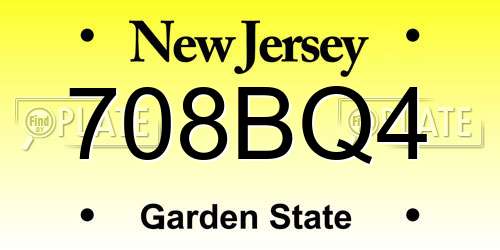 708BQ4 New Jersey License Plate