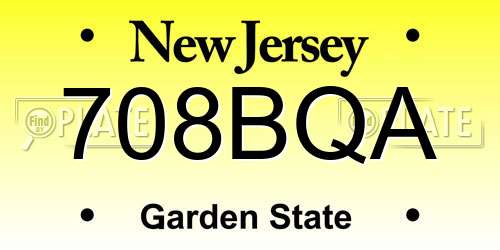 708BQA New Jersey License Plate