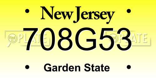 708G53 New Jersey License Plate