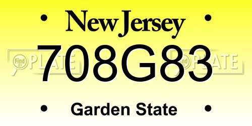 708G83 New Jersey License Plate