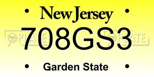 708GS3 New Jersey License Plate