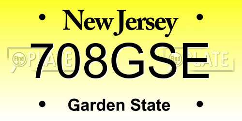 708GSE New Jersey License Plate